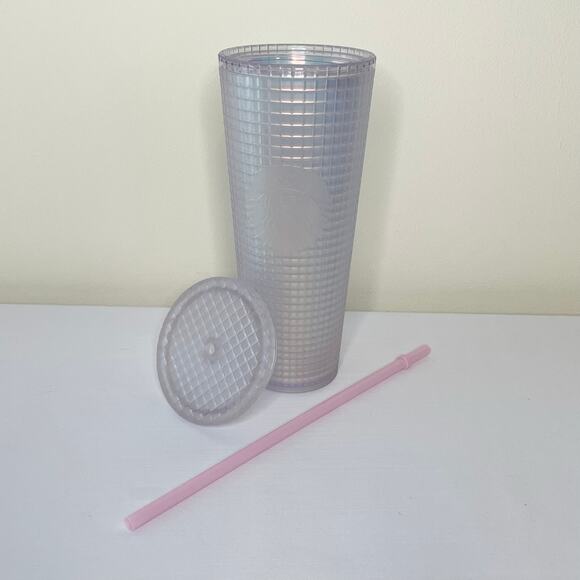 Starbucks Soft Touch White Frosted Grid Iridescent Tumbler – 24oz Venti – 2022 - Picture 4 of 6